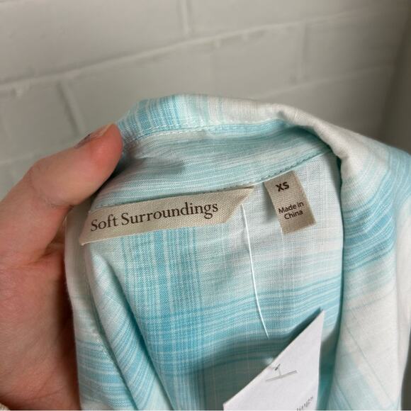 Soft Surroundings Lightweight Long Line Plaid Button Down Shirt Size XS - Picture 3 of 10